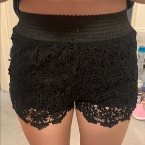 Black high waisted floral shorts